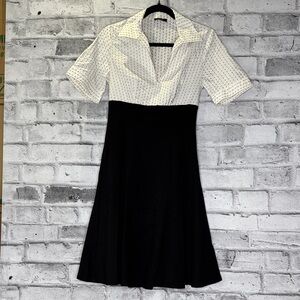 RIANI Black and White Midi Dress